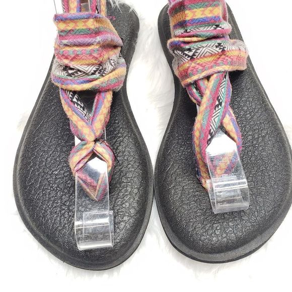 Sanuk Yoga Sling 2 Print Sandals in Magenta/Multi Tribal Print Size 7 - Picture 7 of 13